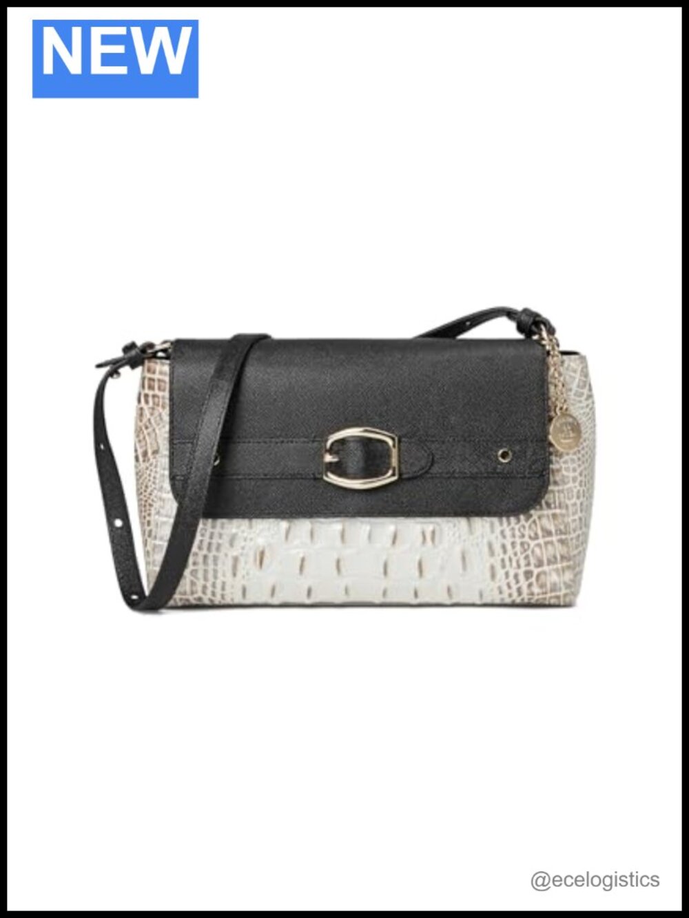 Genuine Leather Crossbody Bag with Croc Emboss Detail